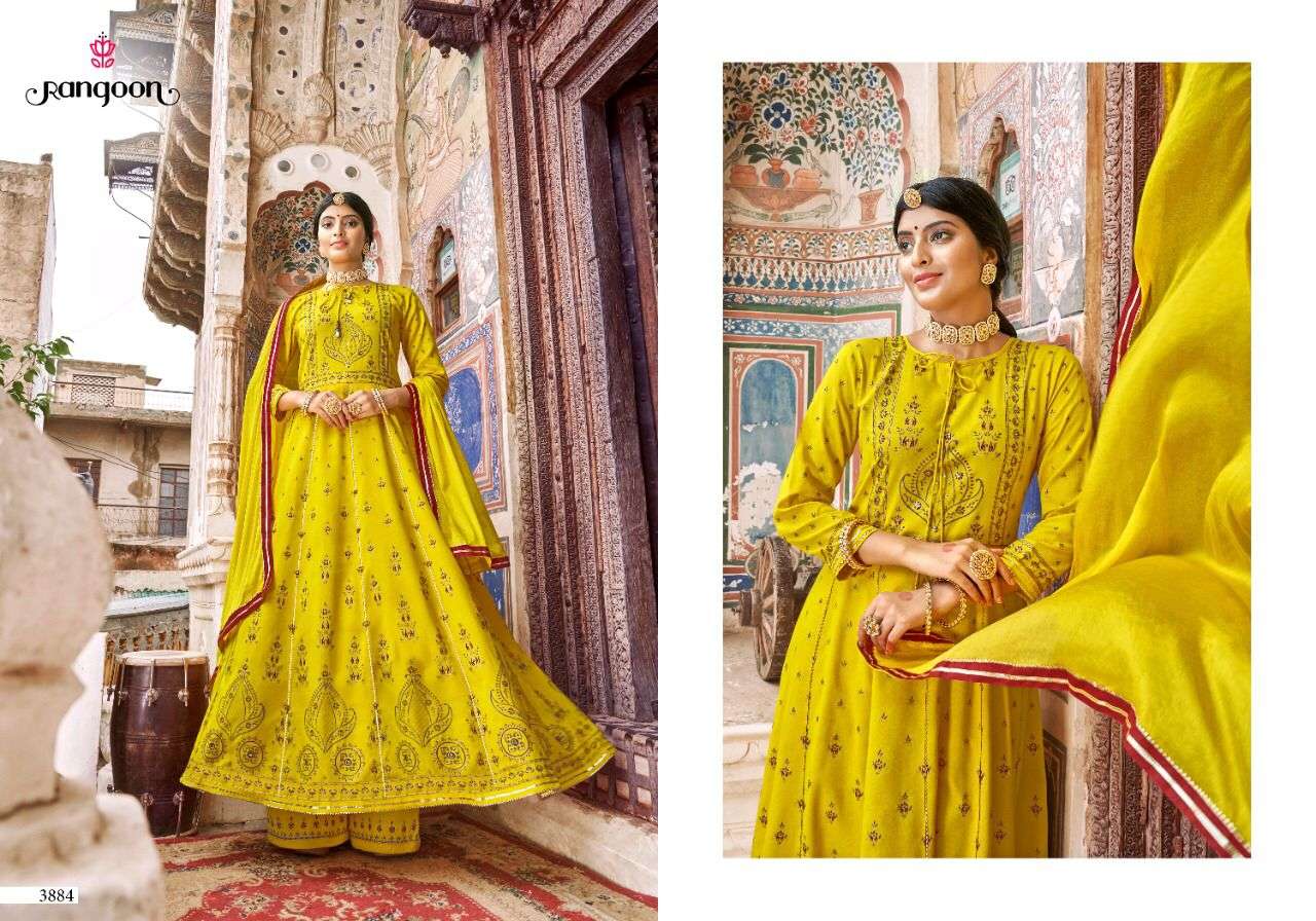 Rangoon- Inspire Vol - 2-fabric- Rayon-khatli-mirror-work-kurti-heavy Rayon-embroidery-work-lace-plazzo-pant- Chinon-fourside-border-dupatta-3884